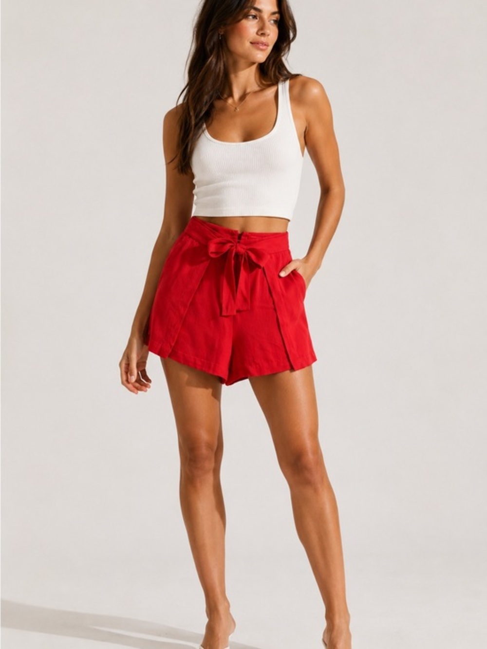 C/MEO Collective Red Tie-Waist Skort